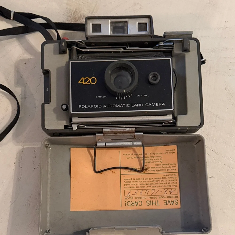 Vintage Polaroid 420 Instant Camera with Black Strap - untested